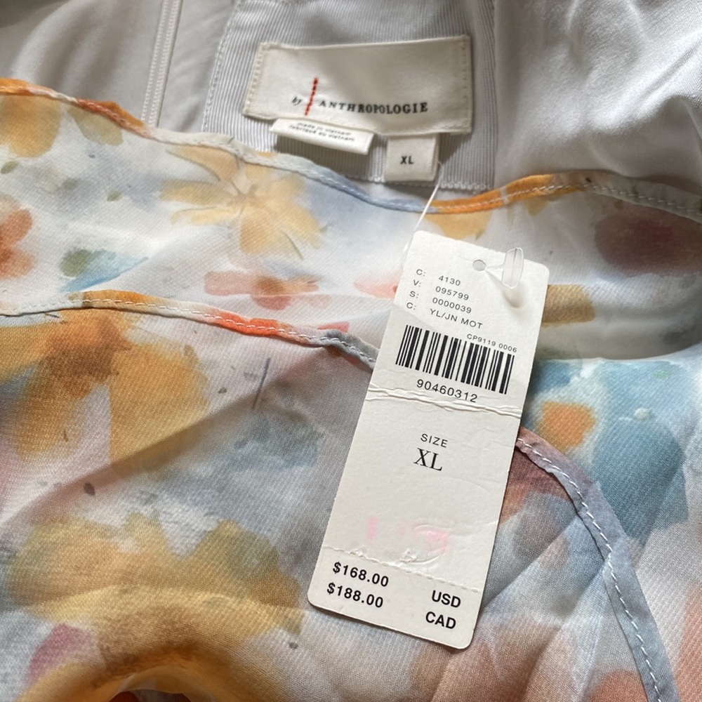 By Anthropologie Sleeveless Asymmetric Ruffled Midi Dress size XL new nwt yellow - Picture 4 of 6